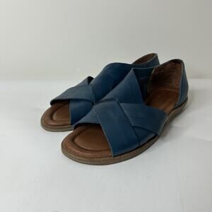 Sergio Tomani Sandals Womens 38 US 7 Blue Slip On Leather Shoe